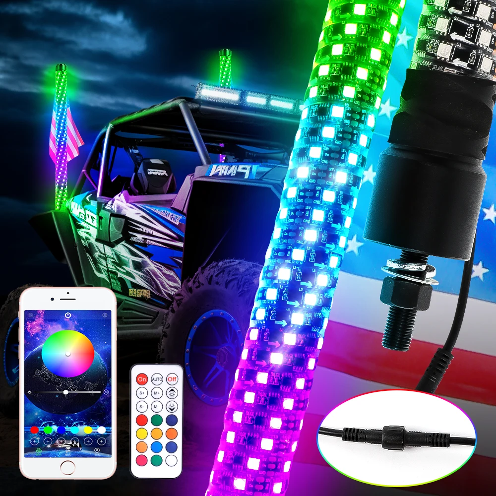Hot selling;Whip Light Led Antenna Spiral Chase Off Road Warning LED Whip Light for