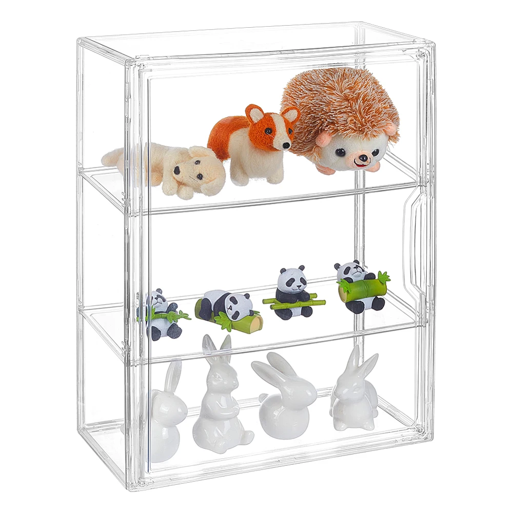 3 Tiers Display Case for Figures with Door - Clear Dustproof Storage Box Showcase for Collectibles Action Figure