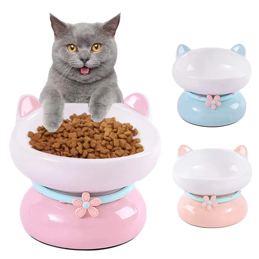 Cat Bowl Ceramic Tilted Elevated Kitten Pet Bowls for Small Dogs Raised Cats Water Food Bowls Feeding Plates Eating Bowl Feeder