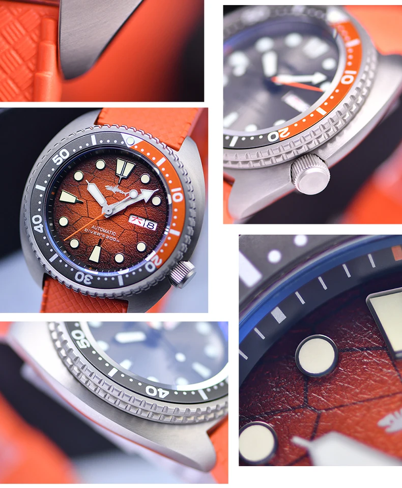 Heimdallr Titanium Watch Abalone NH36A Automatic Mechanical Movement 47mm Calendar C3 Lume Rubber Watch Band Men's Watches