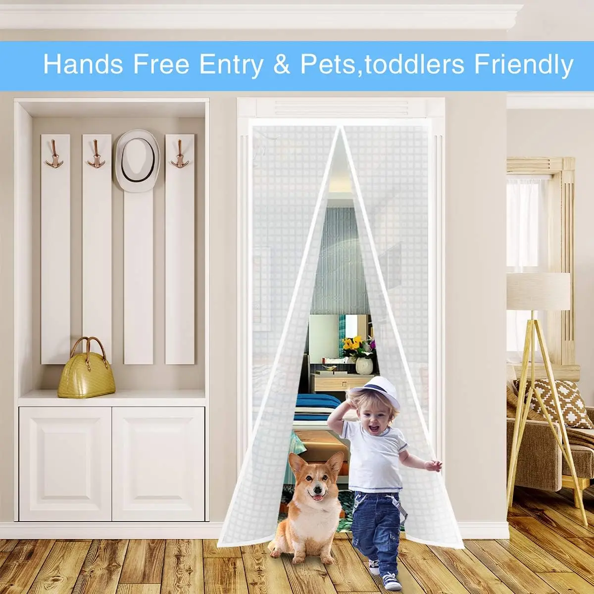 Insulated Curtain, Thermal Magnetic Self-Sealing EVA Screen Keep Cold Out - Auto Closer for Kitchen, Patio, Air Conditioner R