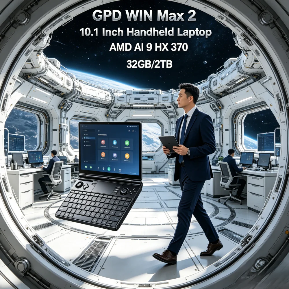 Mini Computadora de Oficina GPD WIN Max 2, AMD 8840U AI9 HX370, Alta Velocidad, Gran Capacidad de 1 TB, Laptop para Juegos de Alto Rendimiento, PU