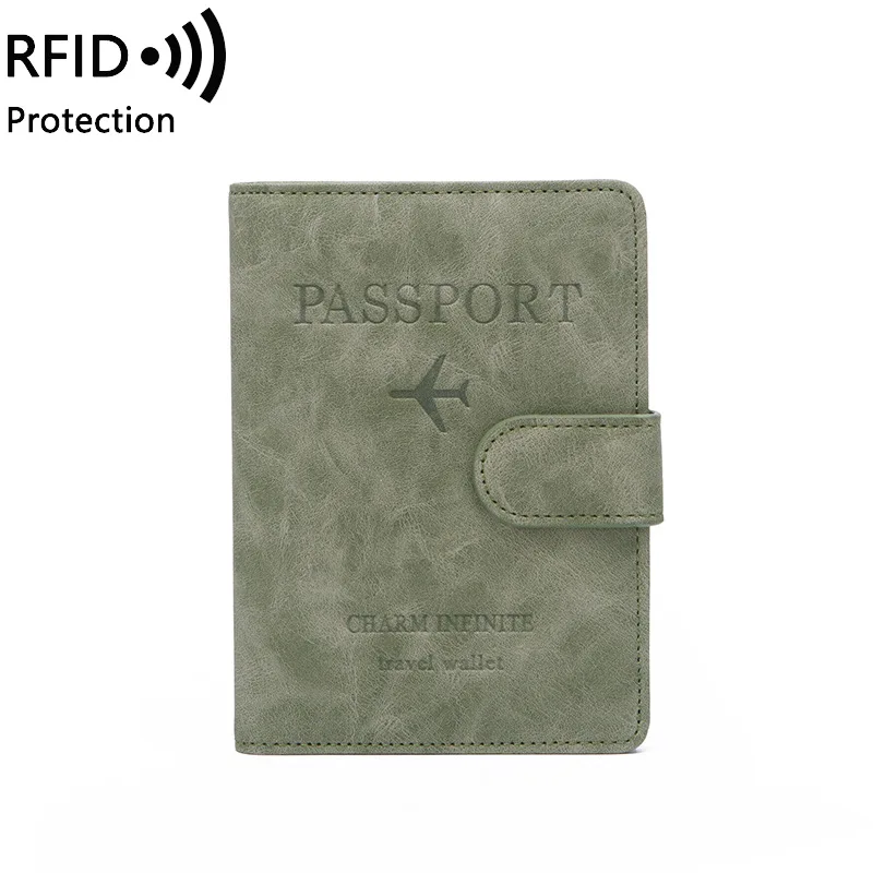 Western RFID PU Leather Card Holder Women Wallet Fashion Hasp Large Capacity Multi-functional Passport Purse for mens
