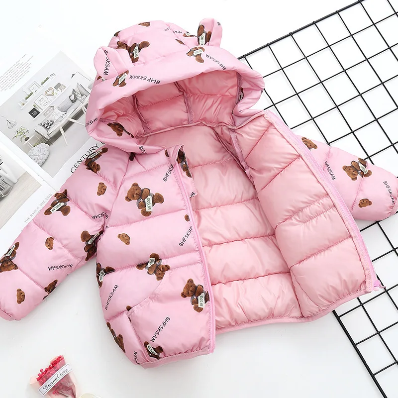 Fashion Infant Toddler Down Jackets Winter Down Jackets For Baby Girls Outerwear Boys Cartoon Bear Coat  New Children\'s Clothing