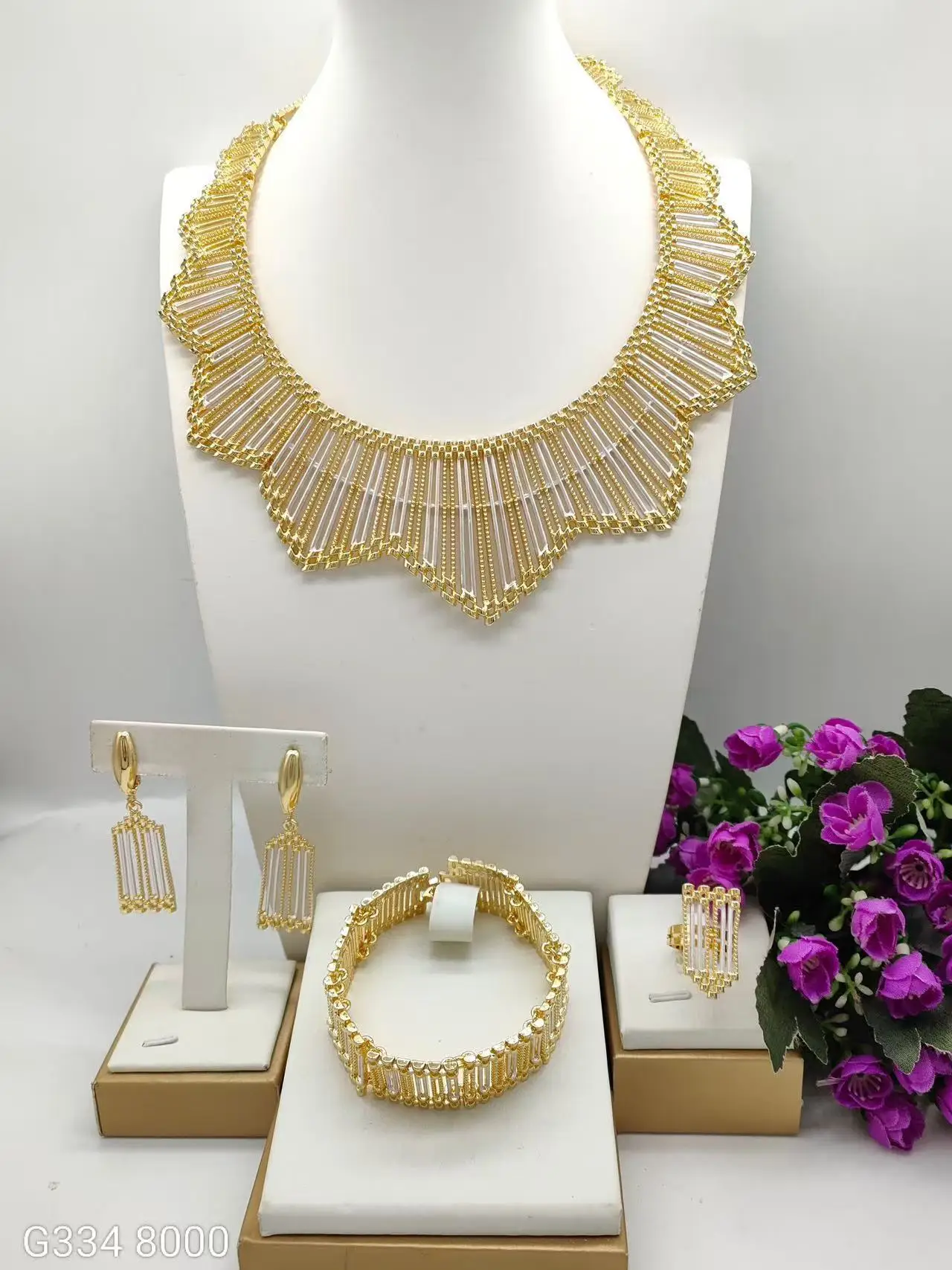 African-style gold-plated women's jewelry set Italian design style necklace banquet accessory