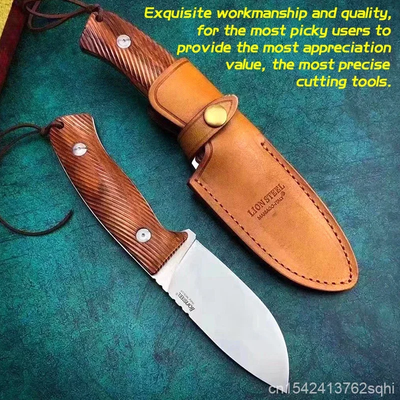 D2 alloy steel wilderness survival straight knife vehicle camping tactical knife Santos wooden handle outdoor hunting knife