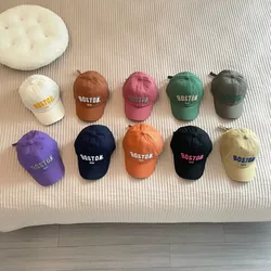 Kids Solid Baseball Cap for Boy and Girls Letter Embroidery Hats Children's Outdoor Sun Cap Adjustable Visor Baby Hats