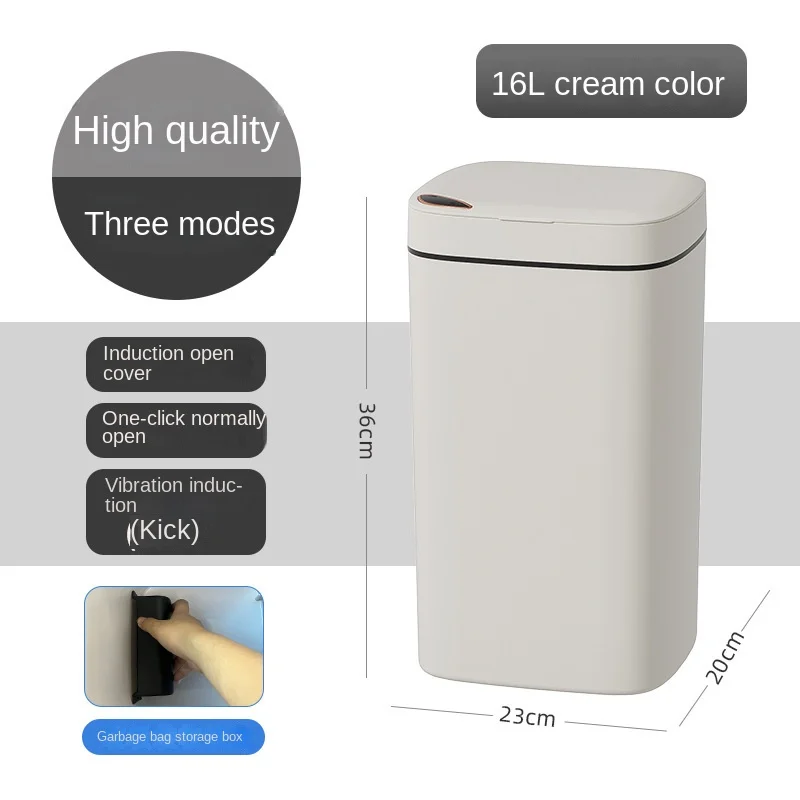 16L Smart Trash Can Automatic Bagging Electronic Trash Can Touchless Bathroom Trash Bin Motion Sensor Household Garbage Bin