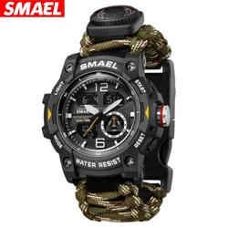 SMAEL 8007 Outdoor Sports Men's Digital Watch Multifunction Compass Nylon Strap Waterproof Luminous Calendar Electronic Watches