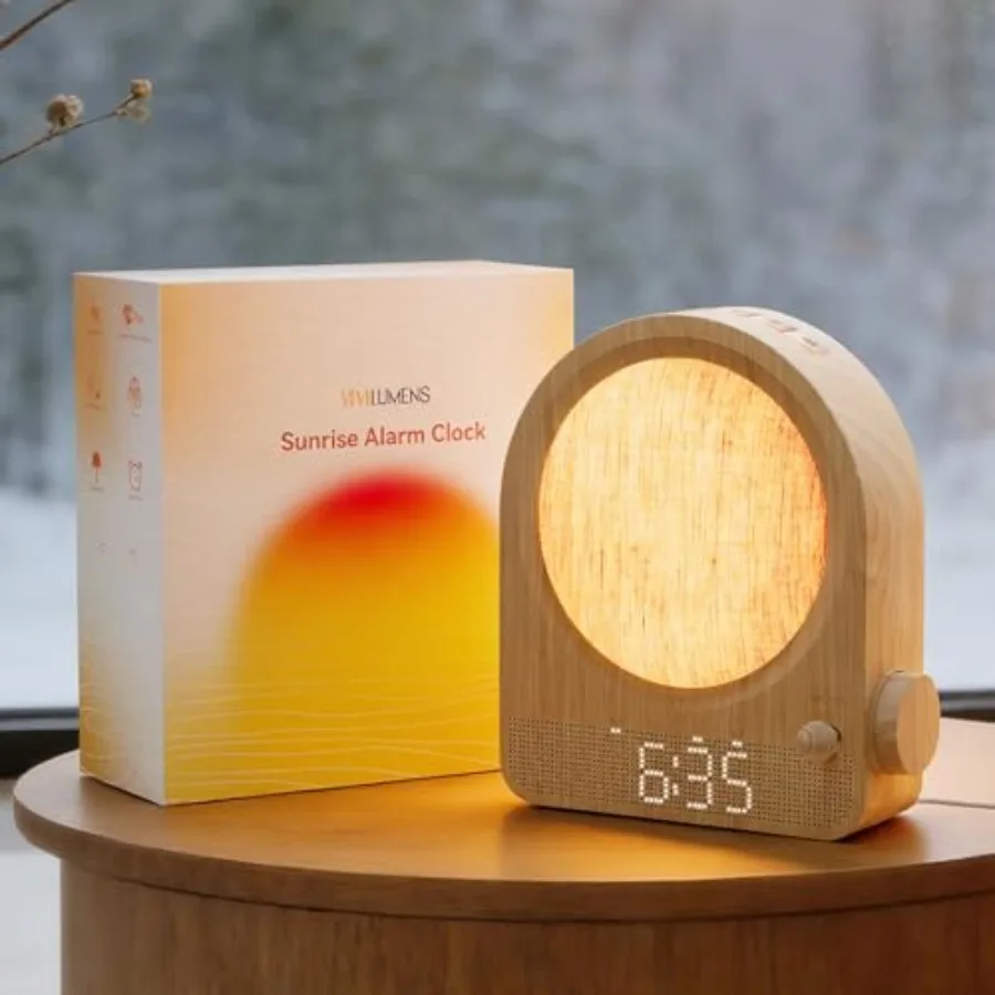 

Gradual Sunrise Alarm Clock and White Noise Sound Machine for Better Sleep - Design, Wake-Up Light, Night Light, 10 Natural Sou