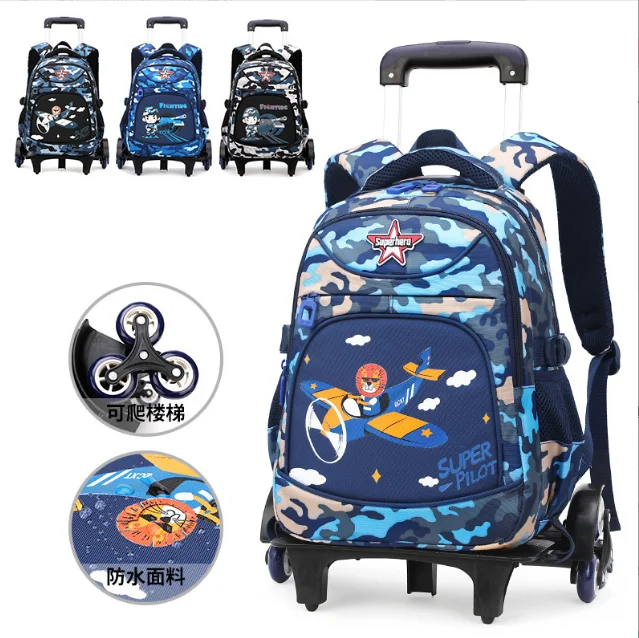 ZIRANYU School Trolley Bags for boys Rolling Backpack Elementary Students satche Trolley Bag Primary School Book Bag with Wheels