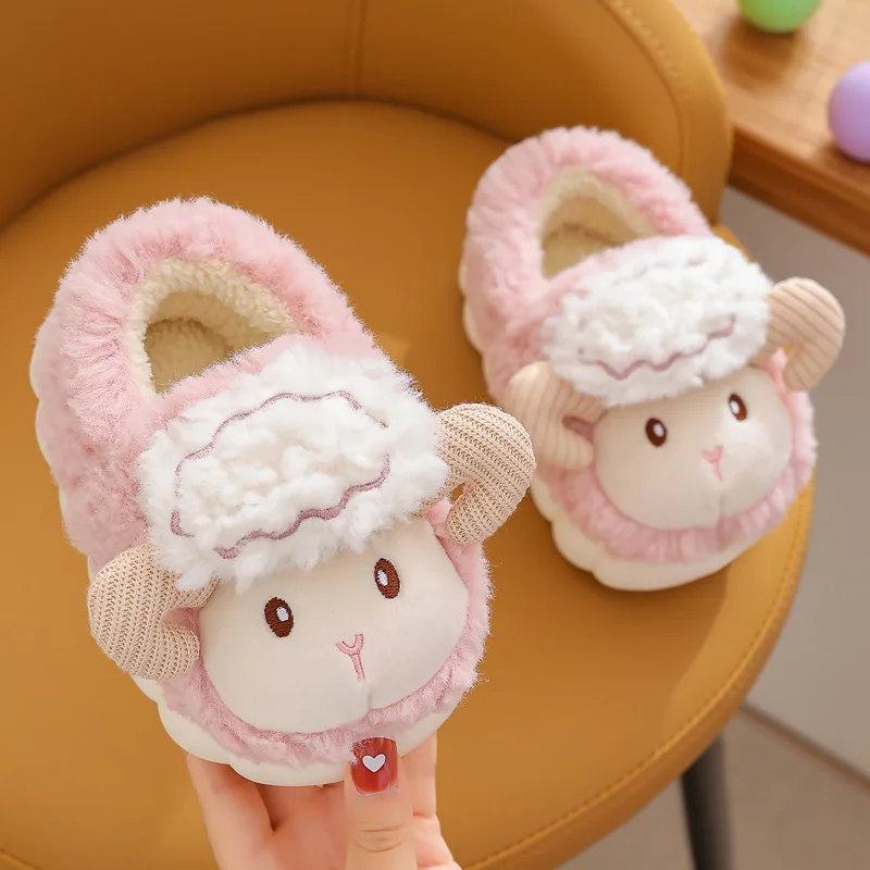 Children Home Shoes Cashmere Cotton Slippers Baby Boy Warm Shoes Girls Slippers Indoor Autumn Winter Shoes Cotton-padded Shoes