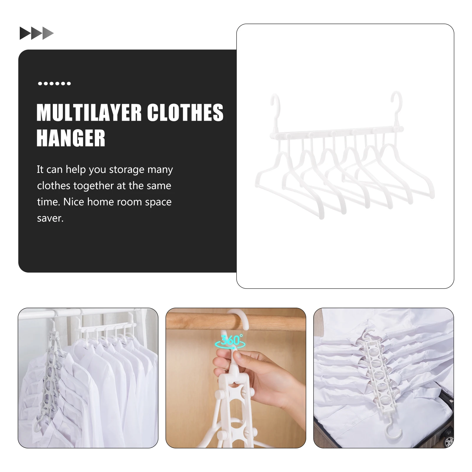 

Clothing Rack Folding Rotary Hanger Multi-Layer Clothes Portable Hangers Wardrobe Foldable White Rolling Hanging Travel