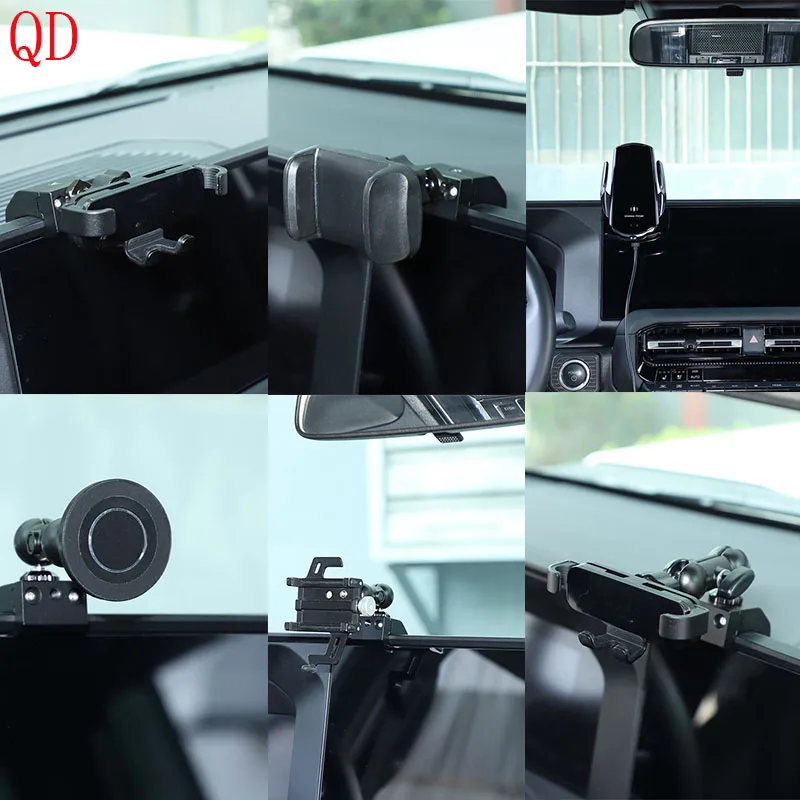 

For Toyota Land Cruiser Prado 250 LC250 2024-2026+ ABS Black Car Navigation Screen Above Mobile Phone Holder Car Accessories