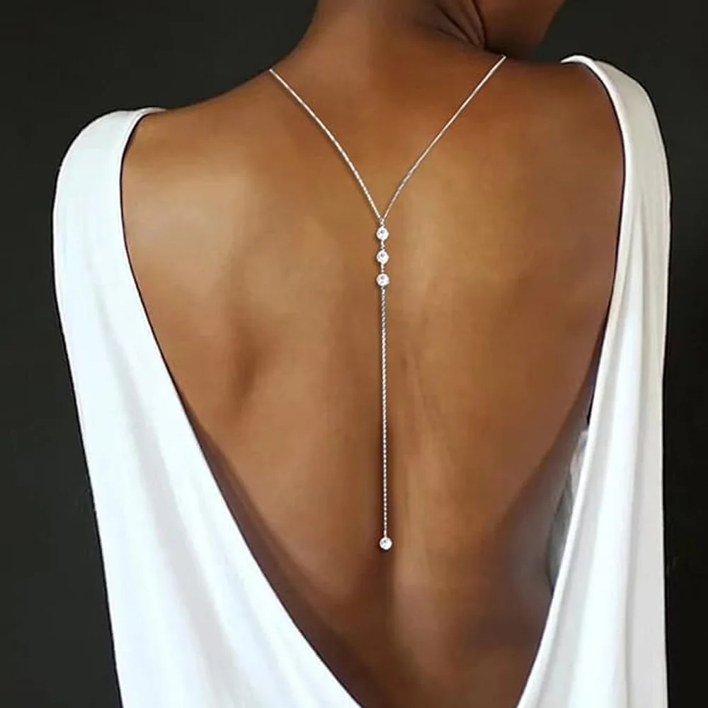 Stonefans 2025 ฤดูร้อนเครื่องประดับสร้อยคอไหล่กลับแฟชั่นเซ็กซี่ Rhinestone ฉากหลัง Body CHAIN เจ้าสาวงานแต่งงานของขวัญ