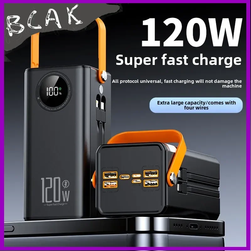 Quality Super Fast Charging 160,000 MAh Power Bank Comes with Line Outdoor Camping Large Capacity BCAK Mobile Power Supply 50000