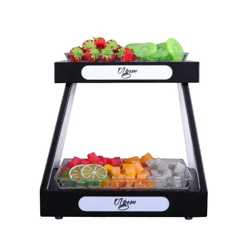 Bar luminous fruit plate rack KTV special snack plate LED metal double-layer I-shaped trapezoidal fruit rack
