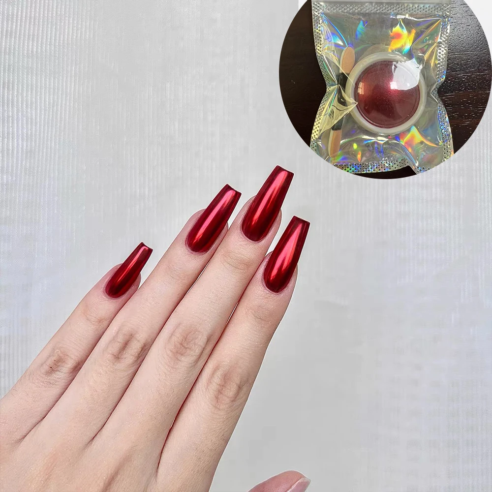 

Ruby Mirror Chrome Metallic Pigment Nail Powder Rubbing on Dust Red for watercolor, resin, craft