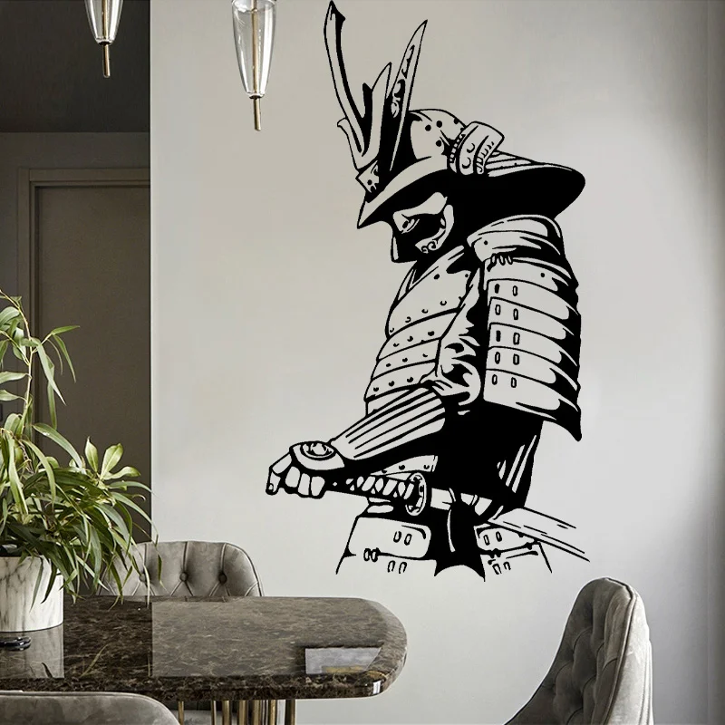 Japanese Samurai Asian Warrior Fighter Sword Wall Stickers Vinyl Home Decor For Living Room Bedroom Decals Removable Murals 4364