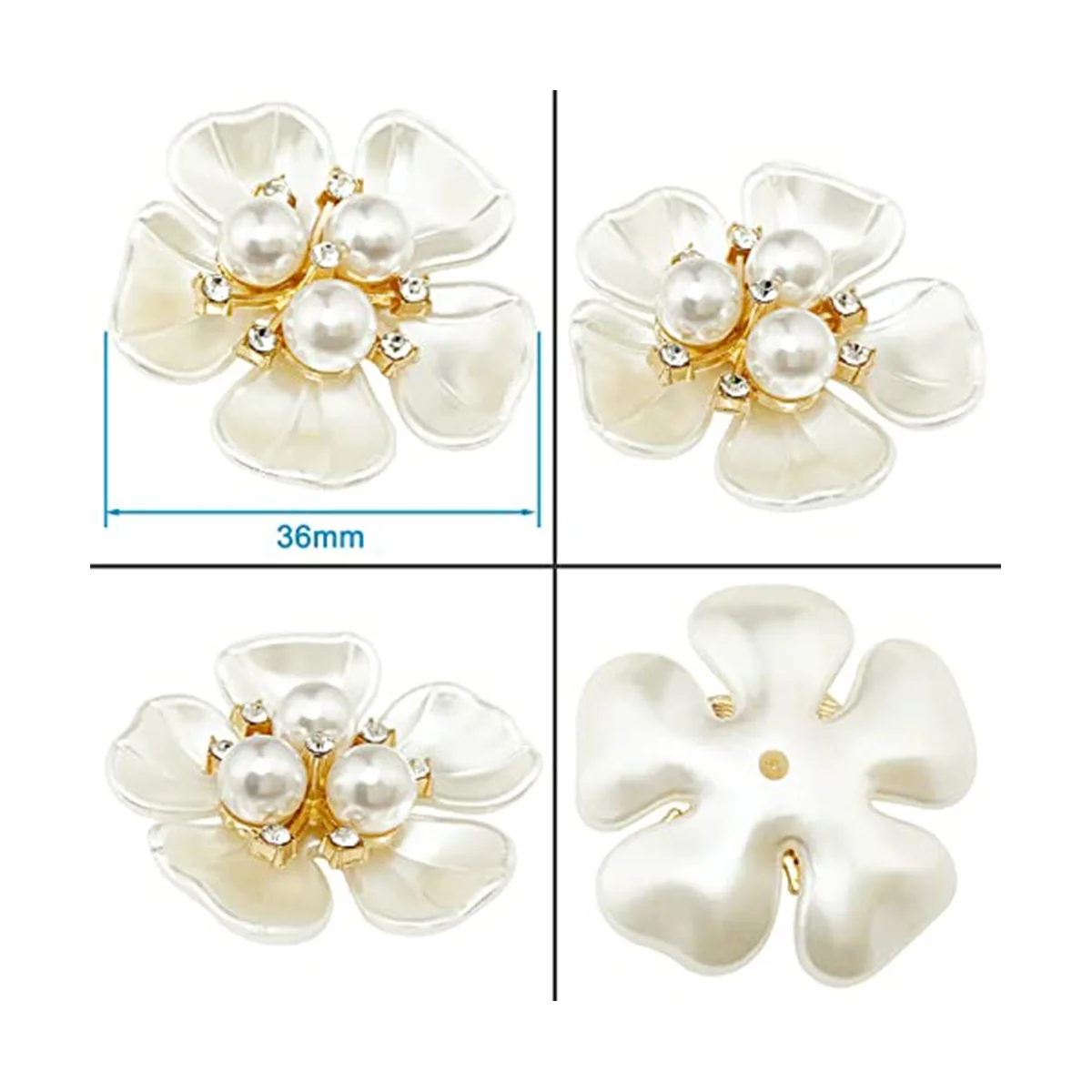 20Pcs Pearl Rhinestone Embellishments Flower Flatback Buttons Rhinestone Charms for Shoe Decoration Jewelry Making