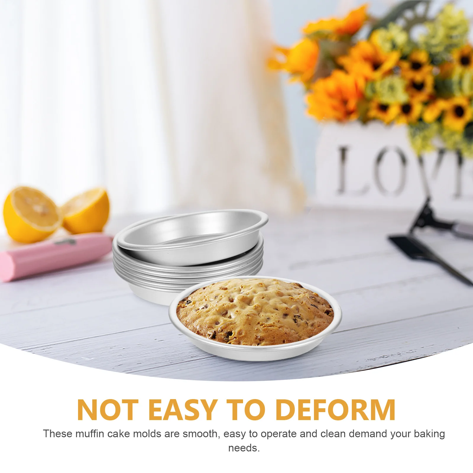 

6Pcs Cake Baking Molds Reusable Aluminum Alloy Pans Sturdy Fine Craftsmanship Suitable Home Restaurant Bakery Use