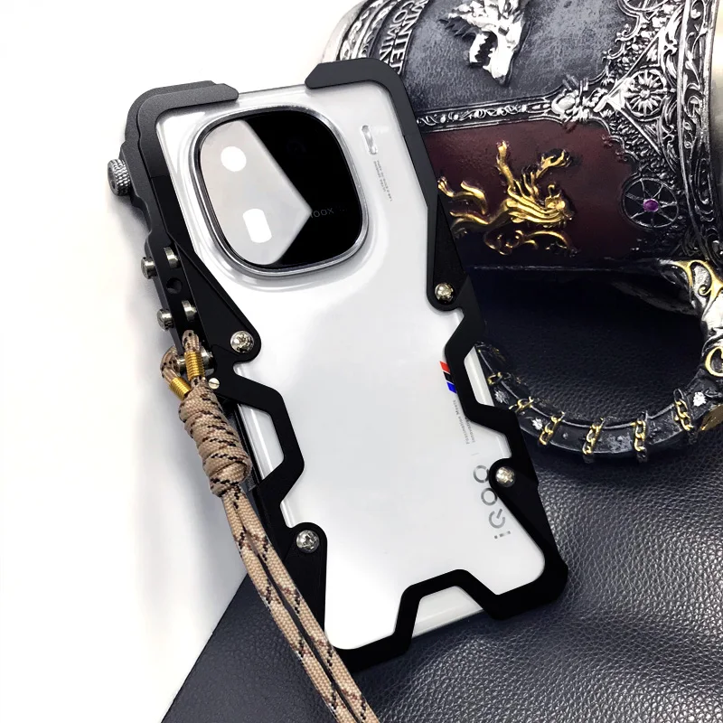 

Luxury fashion mechanical aluminum alloy anti-fall hollow heat dissipation phone case suitable for Vivo IQOO 13 12 11 10 9 Pro