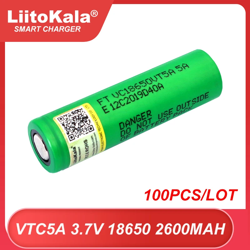 Wholesale LiitoKala 100% Original 3.6v 18650 VTC5A 2600mah Lithium Rechargeable Battery VC18650VTC5A High Drain 30A Discharge