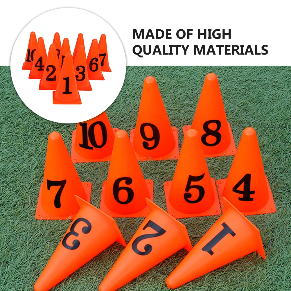 

10 pcs Football Training Marker Cones Sign Barrel Bright Orange Black Design Durable For Sports Training Tennis Basketball Team