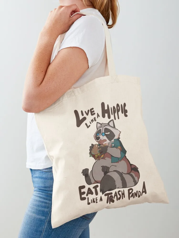 Live like a Hippie, Eat like a Trash Panda Tote Bag supermarket folding bag tote bag woman hand bags Beach Canvas Tote