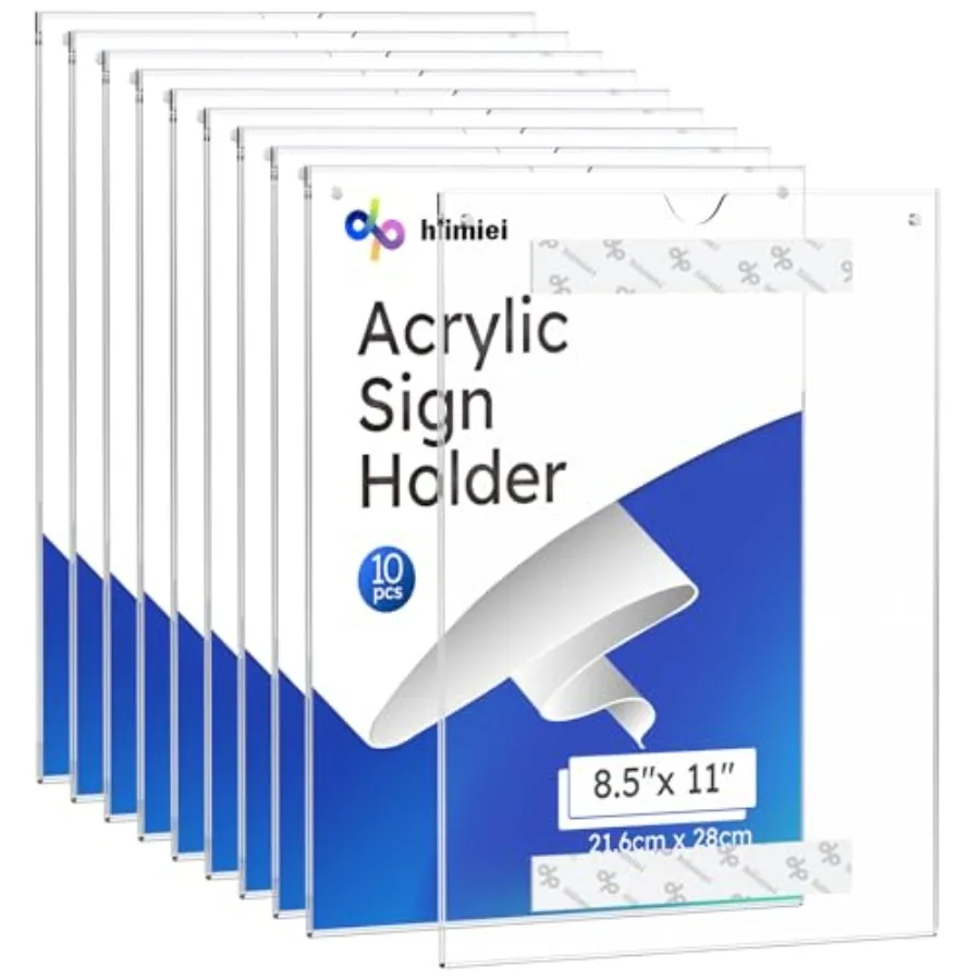 

Акриловый держатель для вывесок 8,5 x 11 дюймов, настенное крепление с магнитом для фиксации бумаги и двусторонней лентой, без необходимости сверления, комплект - идеально подходит для