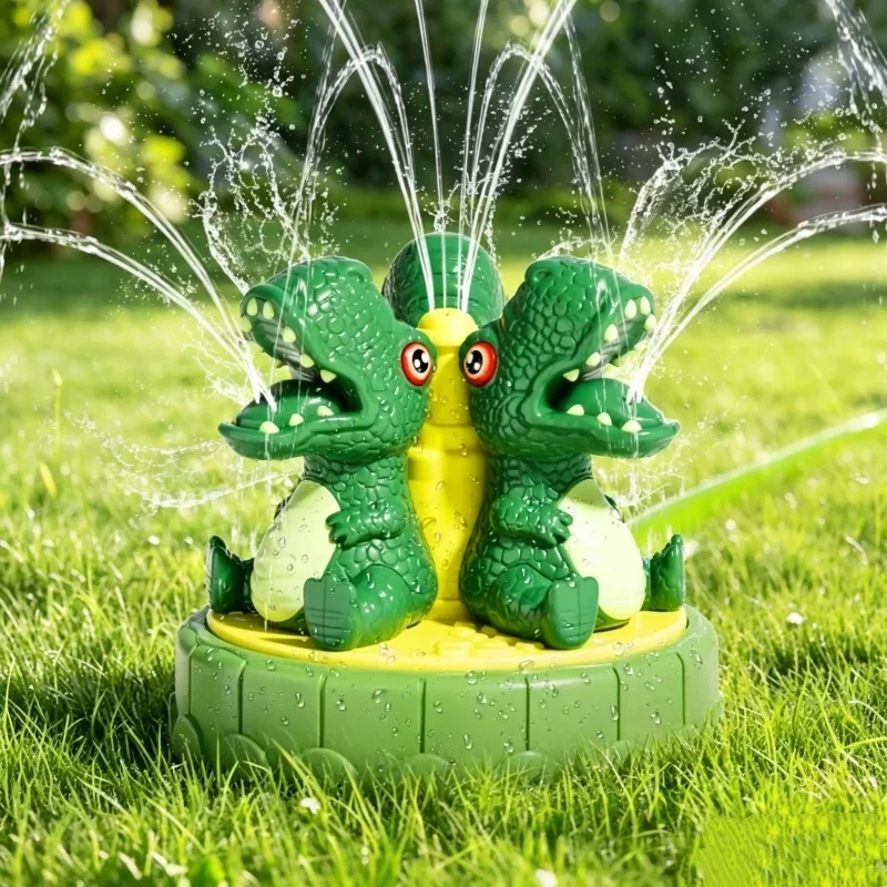 Dinosaur Shape Rotatable Sprinkler ABS Plastic Hose Connection Design For Lawn Backyard Courtyard Outdoor Summer Water Scene