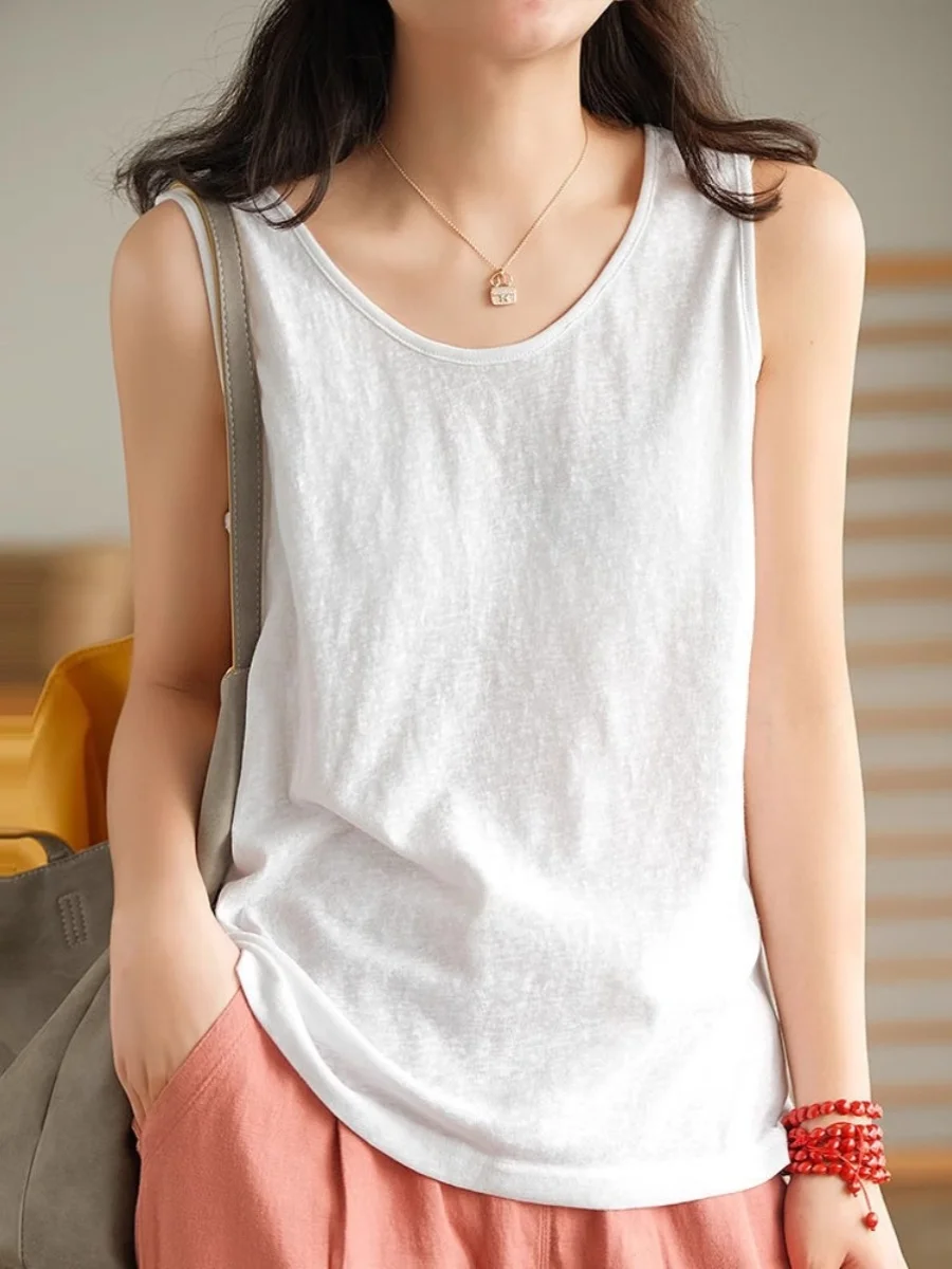 

Летний тонкий хлопковый круглый жилет Ne Svel, женская внутренняя одежда большого размера, майка, повседневная удобная дышащая футболка