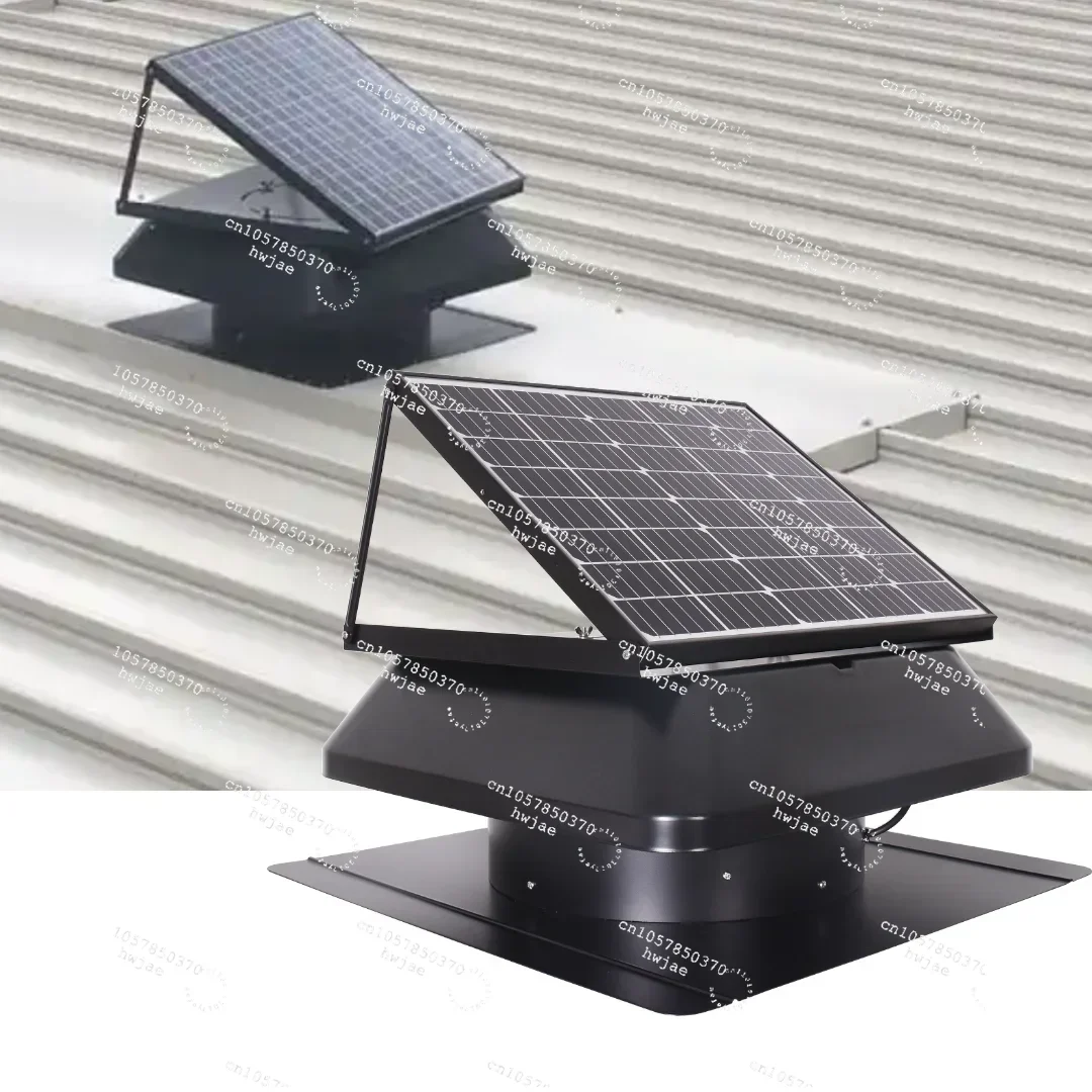 Roof Vent Heat Extractor HVAC 50W 14'' Solar Hybrid Powered IP68  Motor DC Exhaust Fan 7 Blade Hot Air Axial Flow Fan
