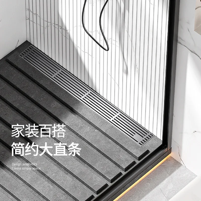Long floor drain deodorant toilet 304 stainless steel bathroom shower room rectangular elongated large displacement