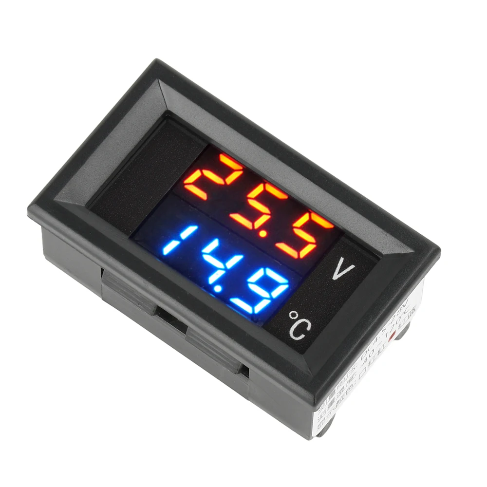 DC 4-28V LED Digital Voltímetro e Termômetro Detector Sensor De Temperatura Com NTC Sonda Tempo Monitoramento Detecção De Tensão