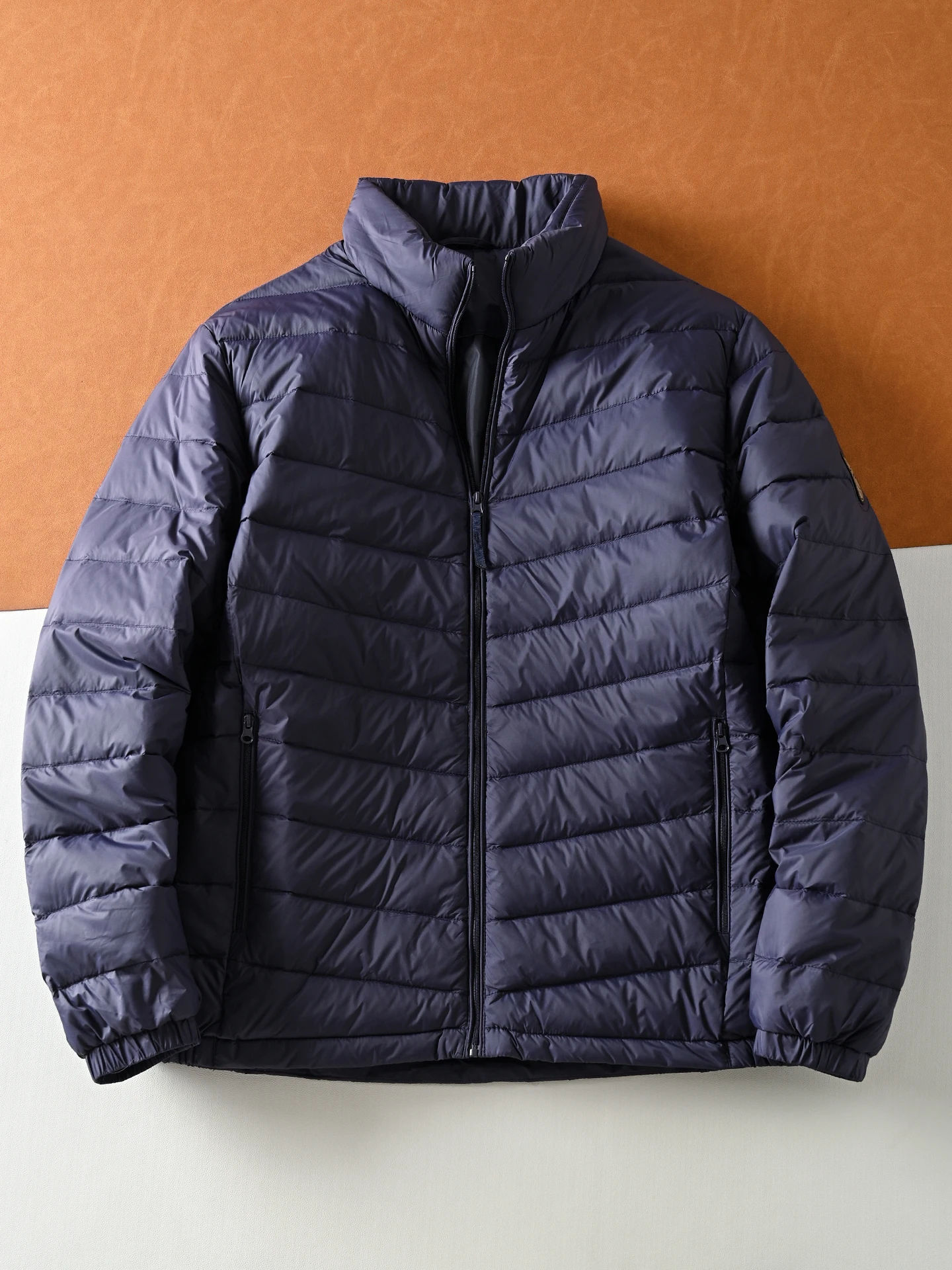 Lightweight Padded Jacket Men's Autumn Winter Fashion City Casual Long Sleeve Zipper Closure Duck down Stand Collar Coat