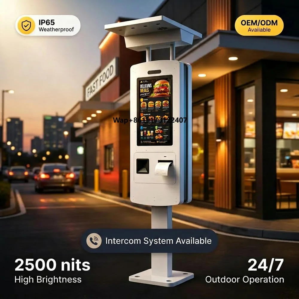 IP65 Android Touch Screen Outdoor Self Order Kiosk 2500nits Self Service Payment Kiosk Self Ordering Restaurant Parking