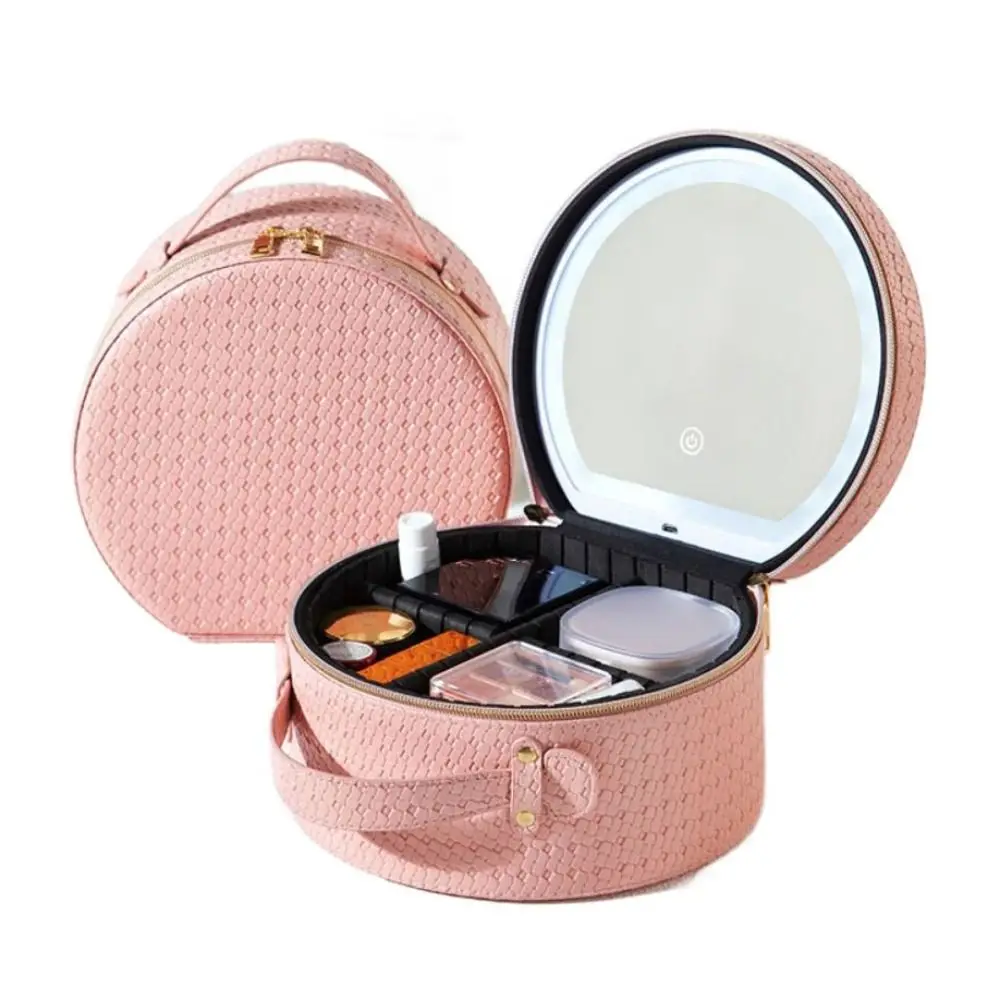 

Portable Makeup Case with Lights Adjustable Dividers 3 Color Lighting Modes Travel Toiletry Organizer Waterproof USB Powered