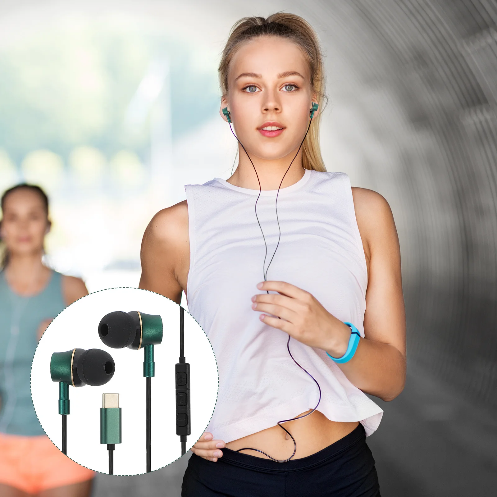 

Typec Earphone Noise Canceling 45deg Slanted Fit Largemediumsmall Earplugs USB C Headset USB C Headphone in-Ear Earphone