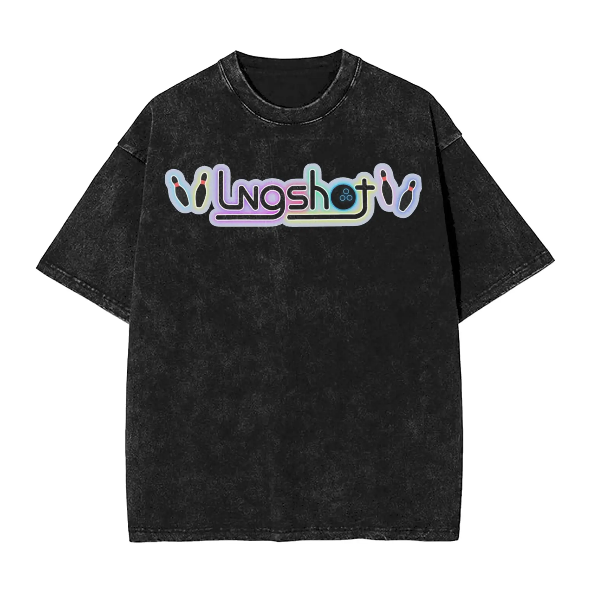 Lngshots Glowing Sign Washed T Shirt Streetwear Hip Hop Novelty T-Shirts  Tees Tops for Men Women Short Sleeve Oversize Summer