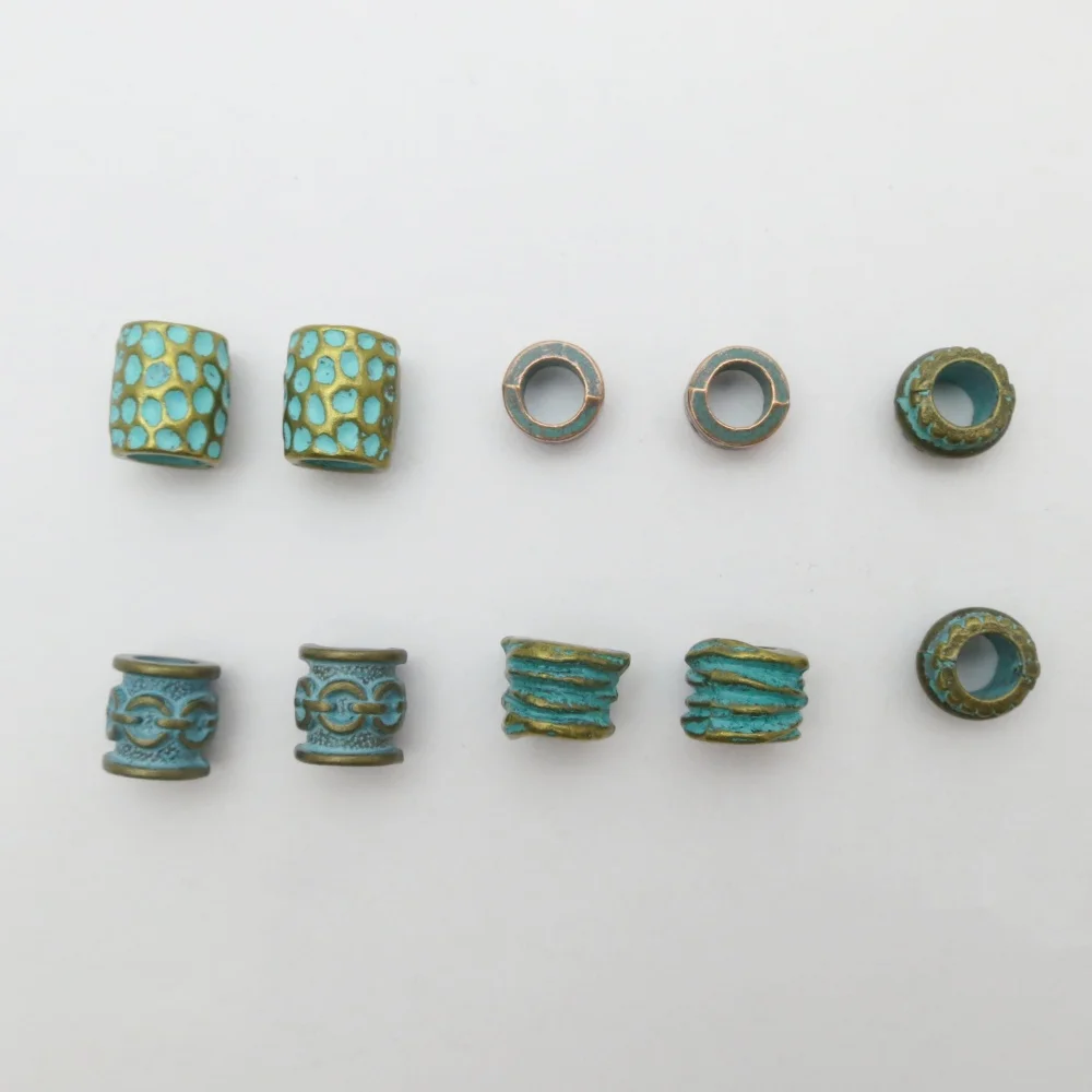 10Pcs Metal Bronze African Viking Hair Braid Dread Dreadlock beard Beads Rings For Jewelry Making, DIY Hair Decoration﻿