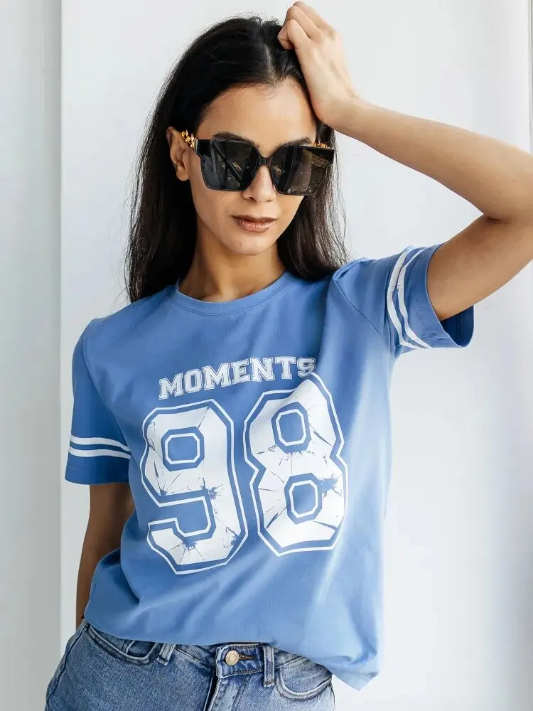 

Summer Ladies T-Shirt Sports Style Short-Sleeved Y2k 2000s Fashion Casual Oversized Ladies Clothing