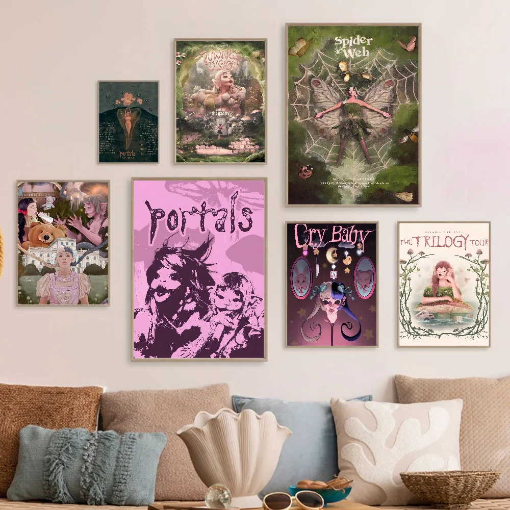 M-Melanie Portals MartinezS Anime Posters Sticky Decoracion Painting Wall Art White Kraft Paper Wall Decor