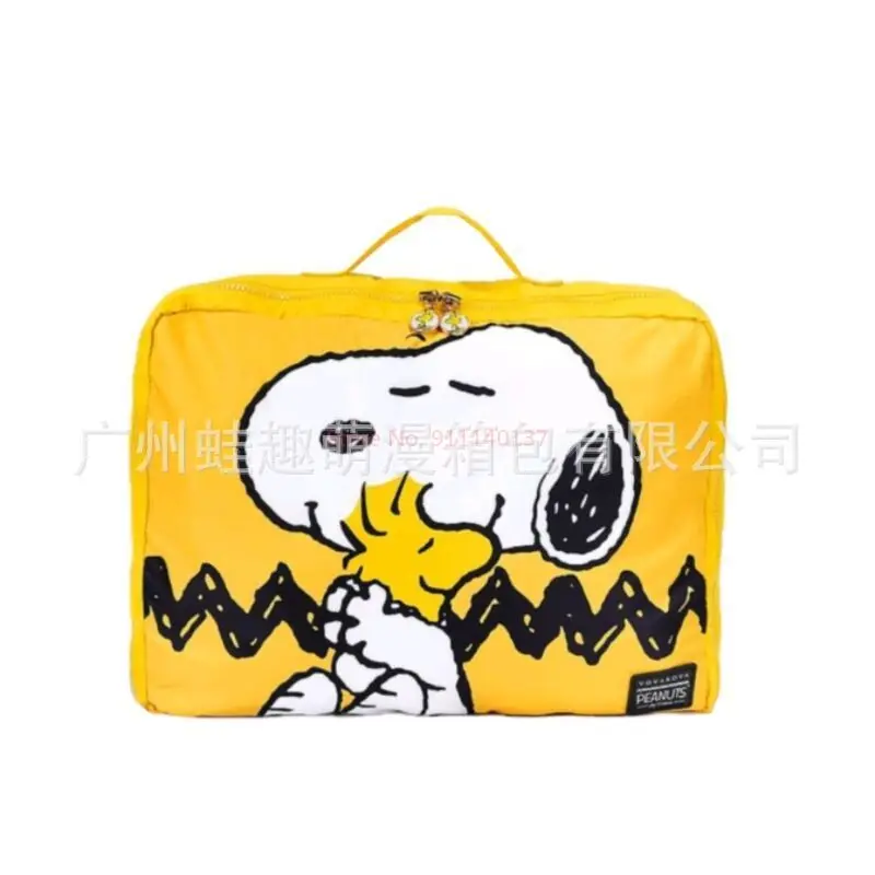 Snoopy cartoon printed polka dot dog zipper travel storage set five piece yellow cute portable toiletry bag