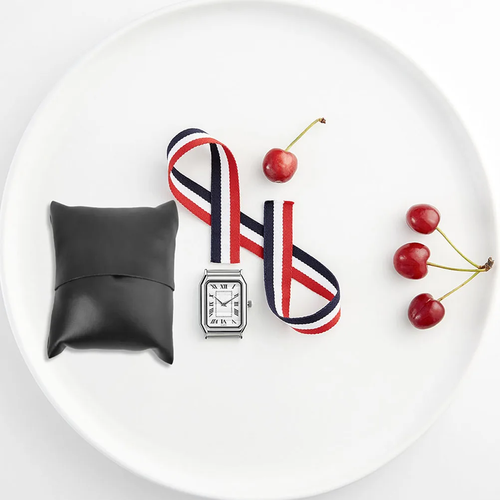 

8pcs Watch Pillow PU Jewelry Display Holder Black Pillows Cushion Lightweight Portable Storage ganizer