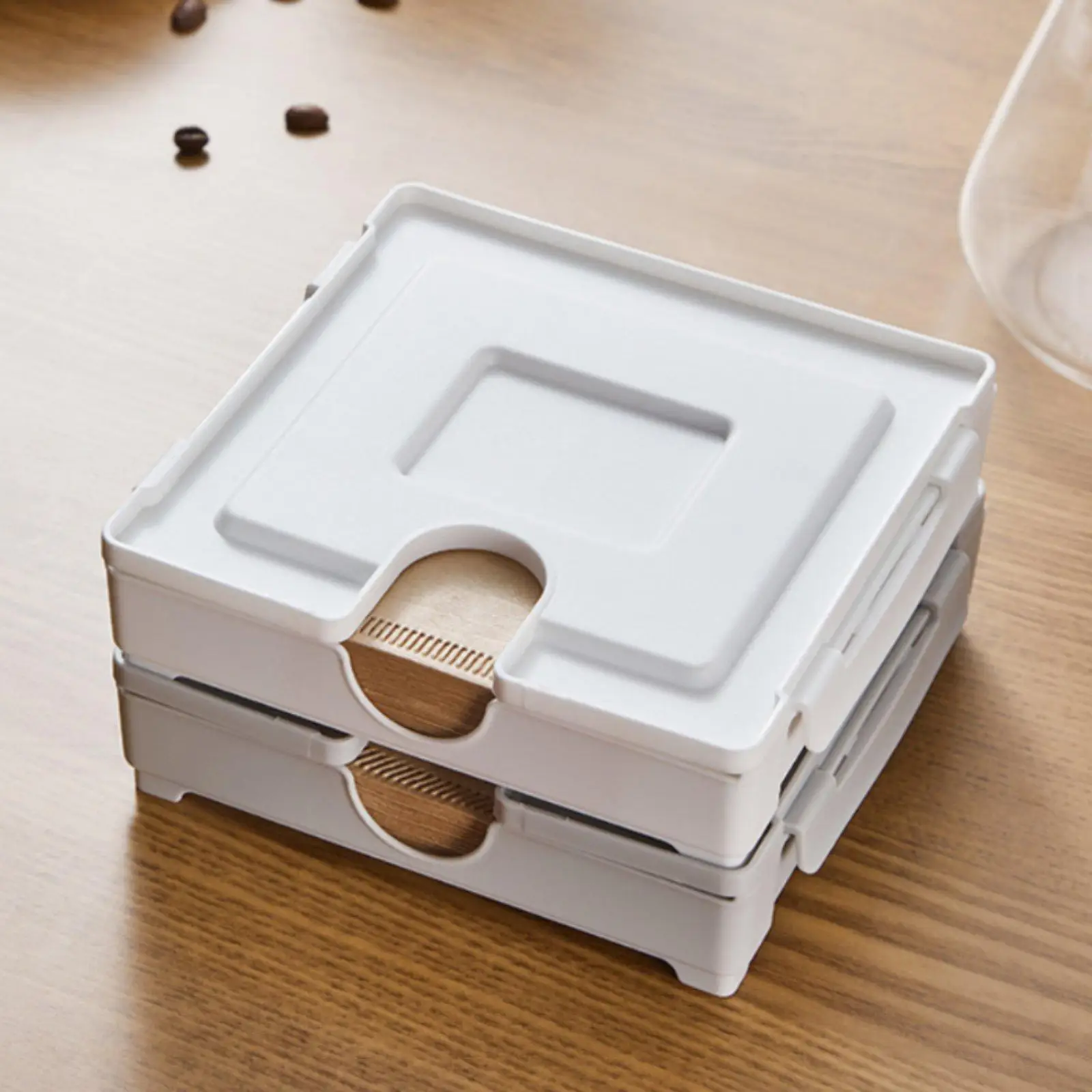 Coffee Storage Case Compact PP Plastic Filter Paper Organizer Wall Mounted Kitchen Storage Accessory for Refrigerator Use