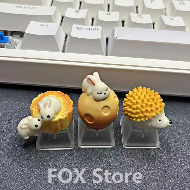 

1PC Cartoon Animal Keycaps DIY Customized Resin Keycap Transparent R4 ESC Cross Mechanical Keyboard Personalized Keycaps Gift