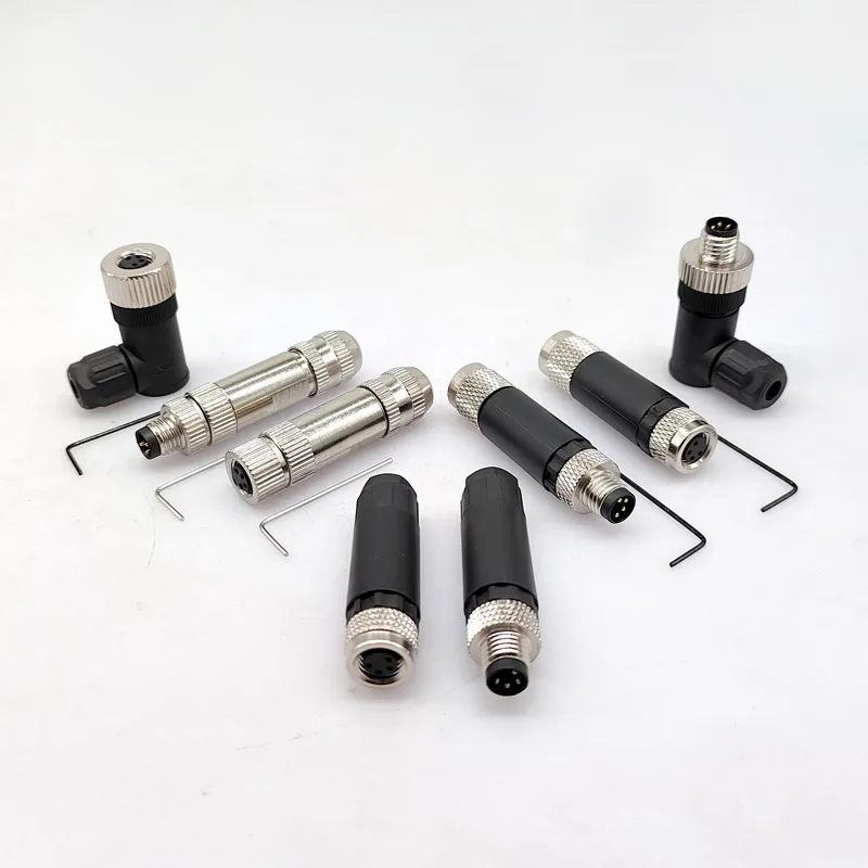 M8 Sensor Connector Non-welding screw connection Metal A Code Bend Angle 3pin 4pin IP68 Straight Waterproof Connectors