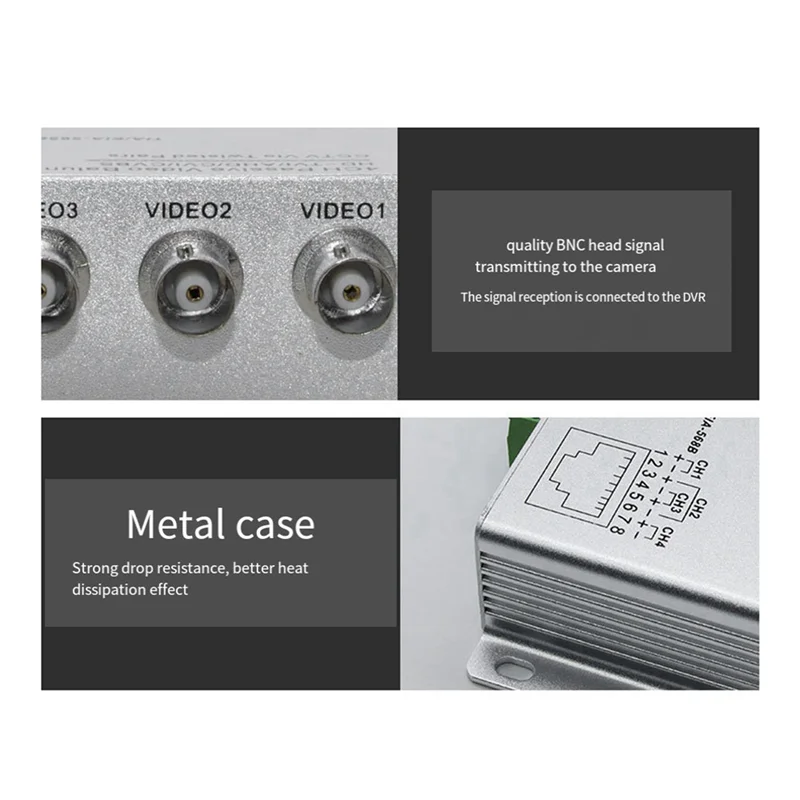 A45U 2X Passive Video Balun For TVI CVI AHD Cameras CCTV Via Twisted Pairs UTP Video Balun 8CH Transceiver BNC To UTP RJ45