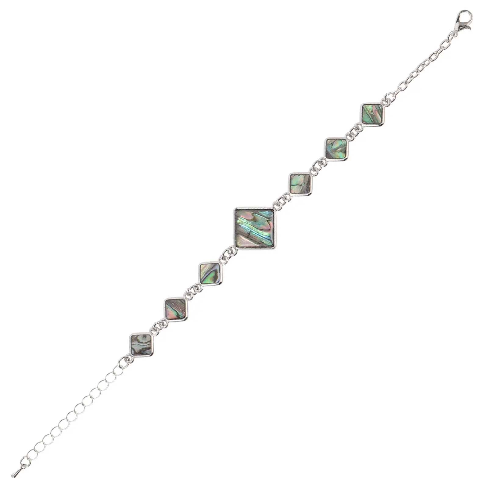 

Rainbow Abalone Shell Bracelet Geometric Link Design Adjustable Chain For Women Coastal Jewelry Stackable Bangle Ocean